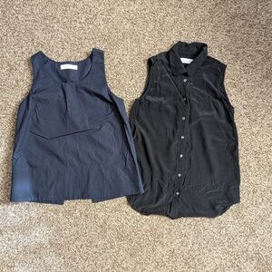 Everlane Bundle Cotton/Silk Black and Navy Sleeveless Tops
